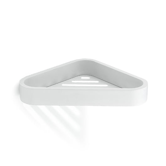 Portaoggetti angolare per doccia da muro in ottone, acciaio inox AISI 304 e Cromall 3283 Gedy serie OUTLINE Bianco Opaco