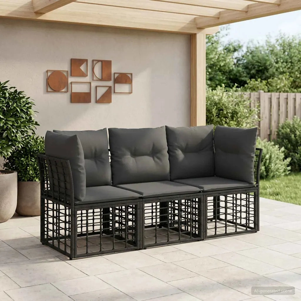 Set di divani da esterno Nero Poliestere