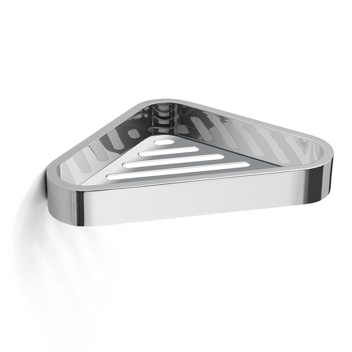 Portaoggetti angolare per doccia da muro in ottone, acciaio inox AISI 304 e Cromall 3283 Gedy serie OUTLINE Cromato