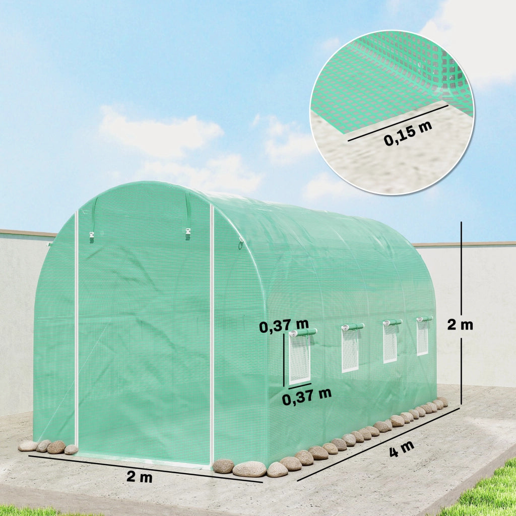 Serra da giardino ¨C zephmum ¨C verde 4x2m con porta e 8 finestre