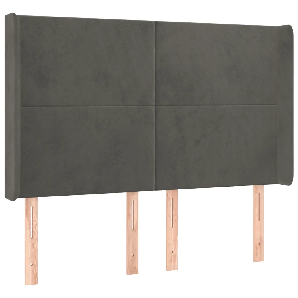 Testiera a LED-Testata con LED Grigio Scuro 147x16x118/128cm in Velluto 506707