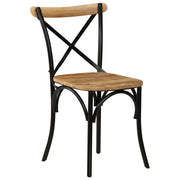 Sedie a Croce 4 pz Nere in Legno Massello di Mango 278773