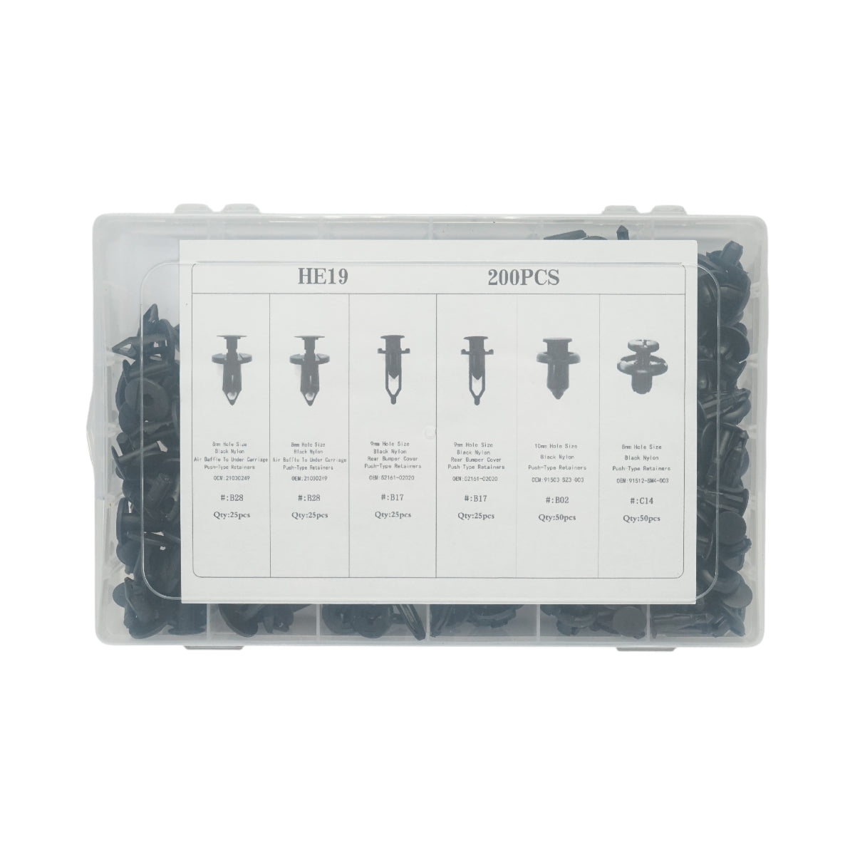 Kit di clip in plastica universali per auto da 200 pezzi