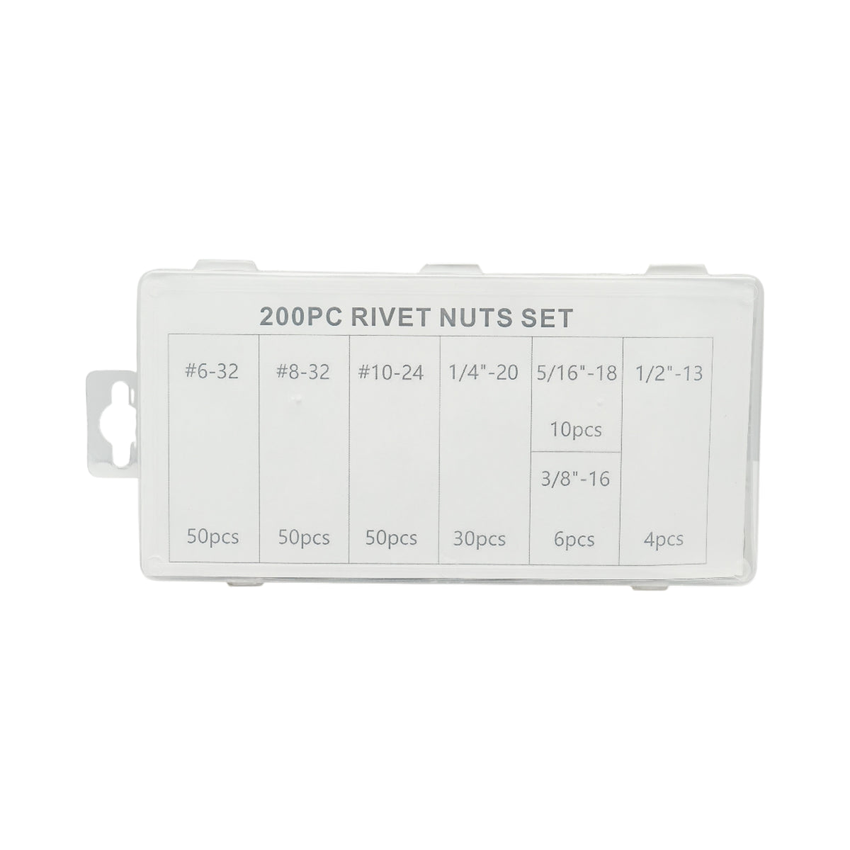 Kit di dadi per rivetti a collare da 200 pezzi