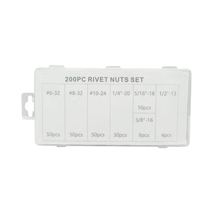Kit di dadi per rivetti a collare da 200 pezzi