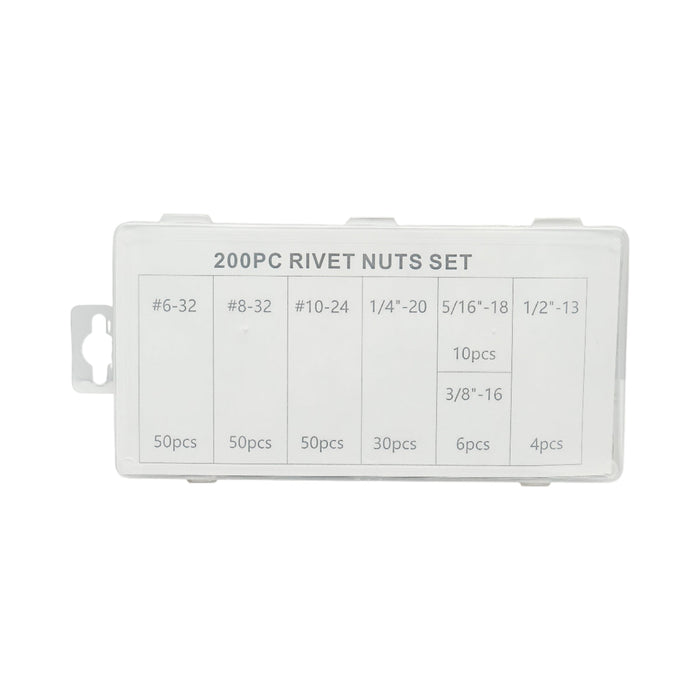 Kit di dadi per rivetti a collare da 200 pezzi