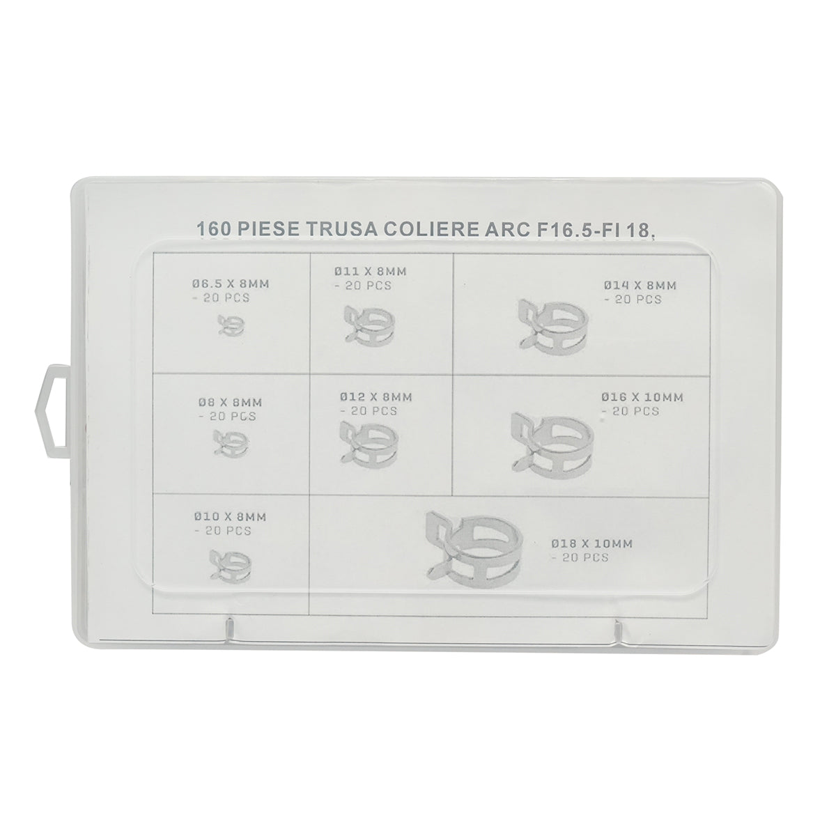 Kit di morsetti a molla in metallo 6,5-18 mm 160 pezzi
