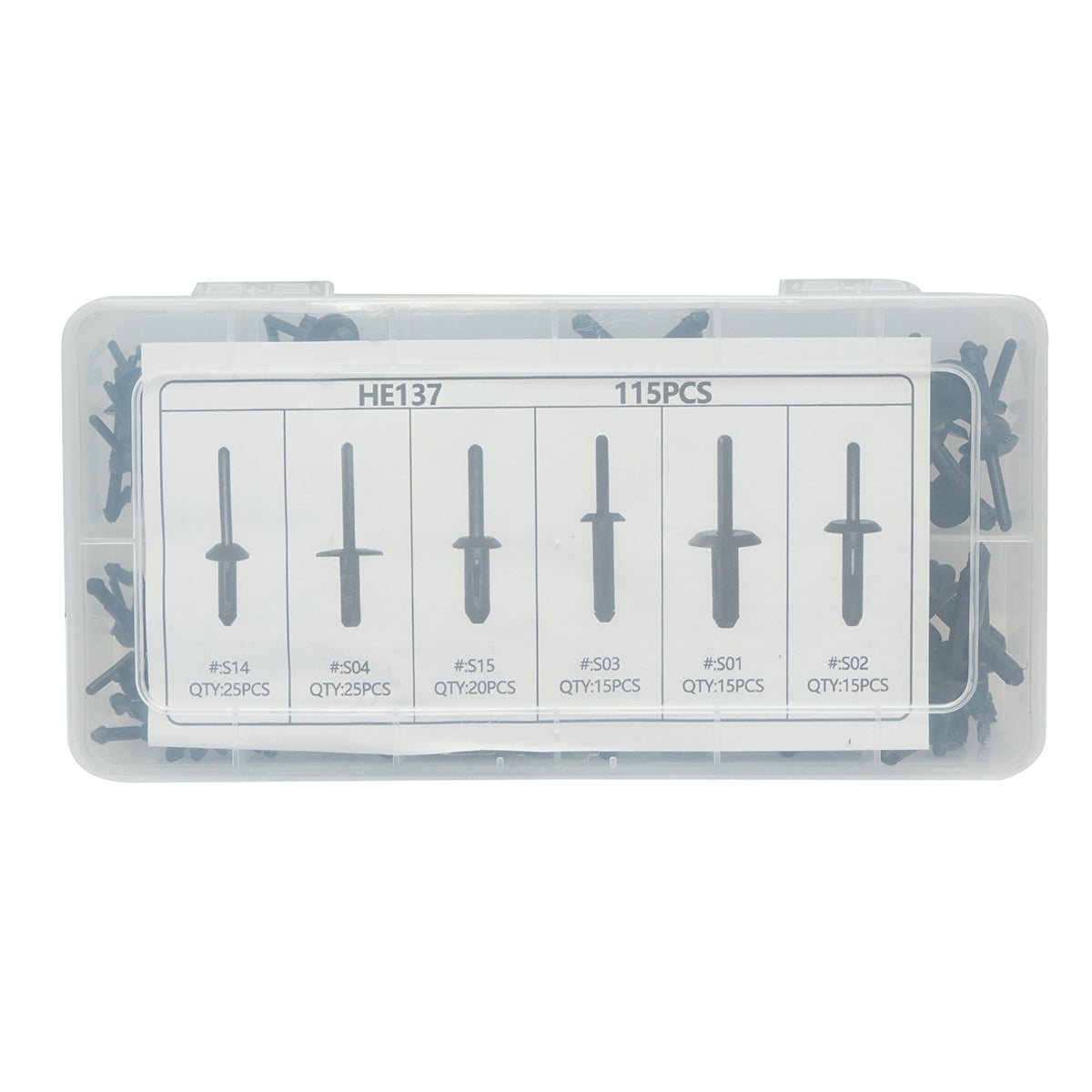 Kit di rivetti in plastica universali per auto da 115 pezzi