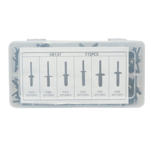 Kit di rivetti in plastica universali per auto da 115 pezzi