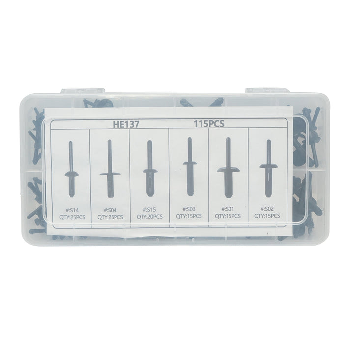 Kit di rivetti in plastica universali per auto da 115 pezzi