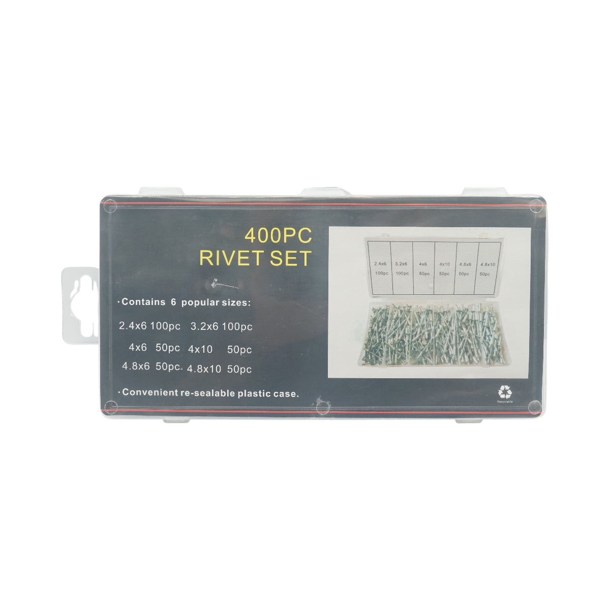 Kit di rivetti pop in alluminio 2,4-4,8 mm 400 pezzi