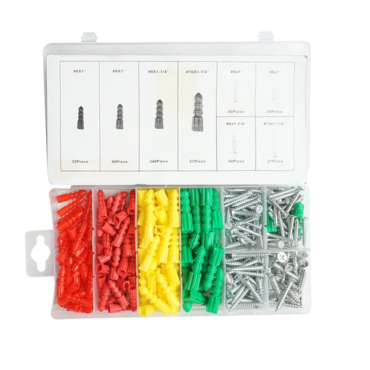Kit di tasselli in plastica e viti autofilettanti 6-10 mm 285 pezzi