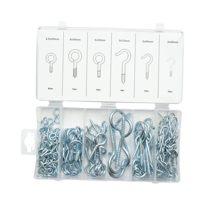 Kit di viti per legno con occhiello e gancio da 151 pezzi