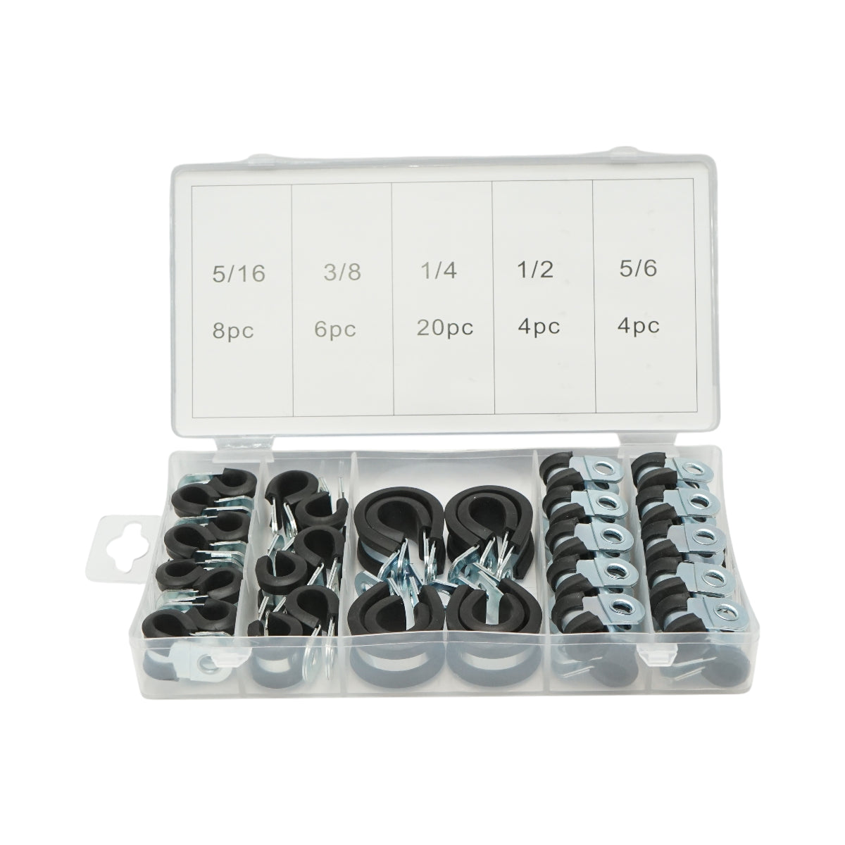 Kit fascette metalliche con guarnizione in gomma 42 pezzi
