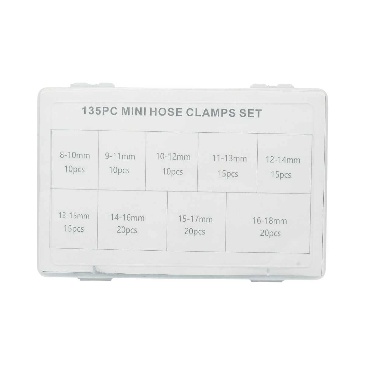 Kit fascette stringitubo in metallo con vite per tubi da 8-18 mm 135 pezzi