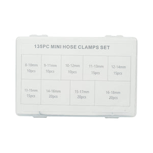 Kit fascette stringitubo in metallo con vite per tubi da 8-18 mm 135 pezzi