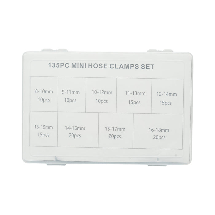 Kit fascette stringitubo in metallo con vite per tubi da 8-18 mm 135 pezzi