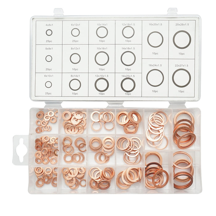 Kit rondelle in rame 4-22mm 220 pezzi