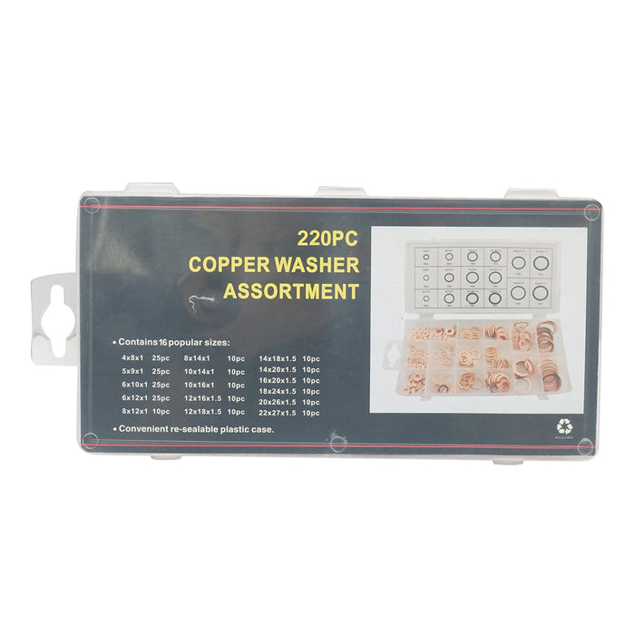 Kit rondelle in rame 4-22mm 220 pezzi