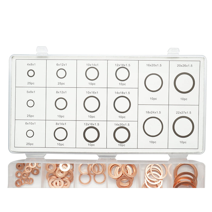 Kit rondelle in rame 4-22mm 220 pezzi