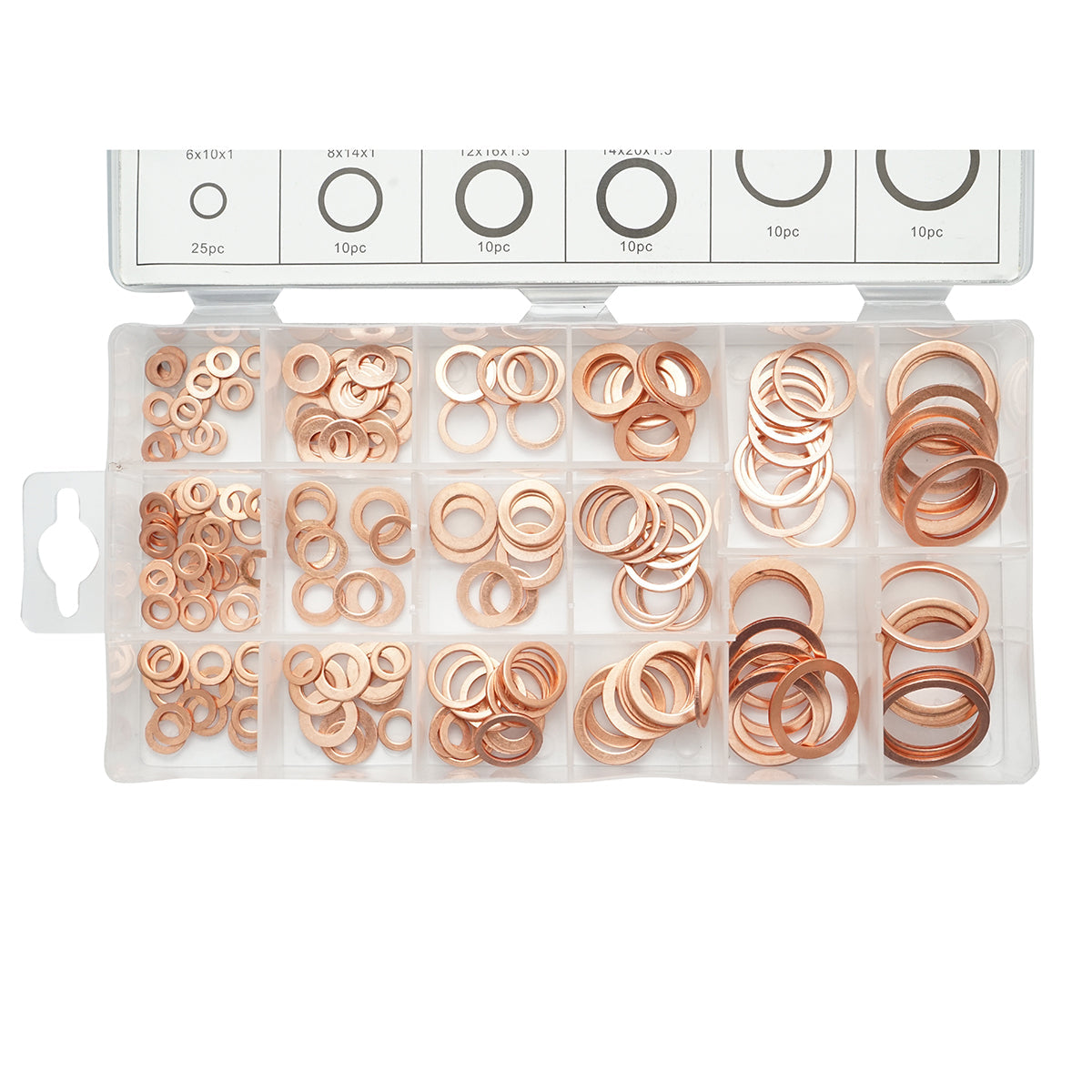 Kit rondelle in rame 4-22mm 220 pezzi