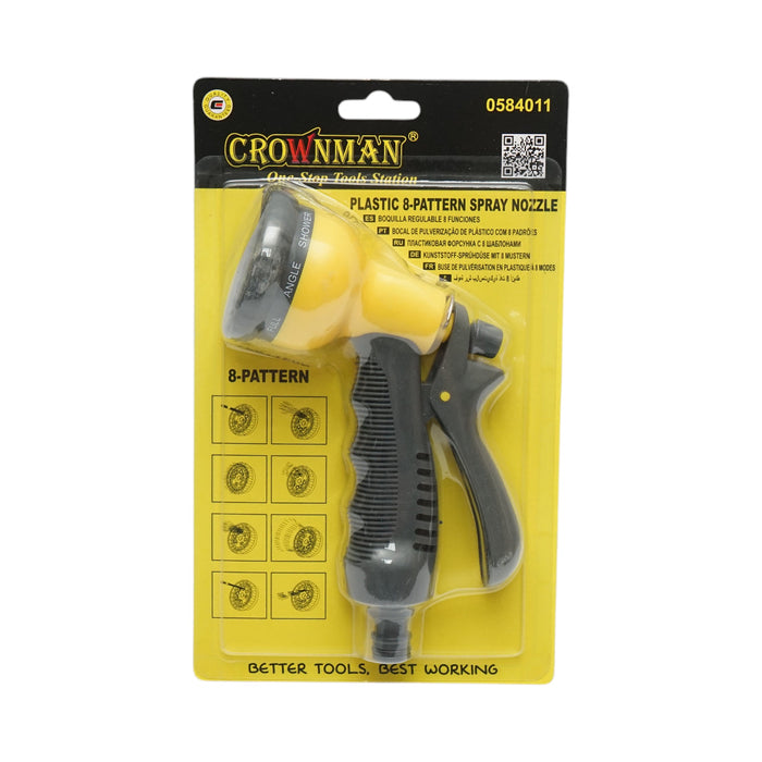 Pistola a spruzzo regolabile Crownman a 8 vie per tubo da giardino