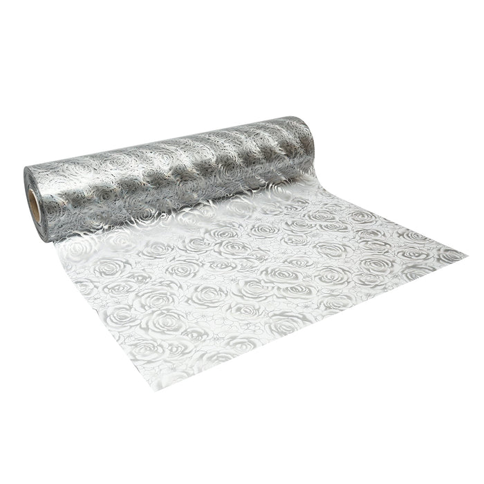 Rotolo pellicola protettiva per tavolo in PVC siliconato – modello rose Materiale: PVC siliconato trasparente  Dimensioni rotolo: 0,80 × 20 m Breckner Germany