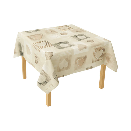 Rotolo tovaglia decorativa in PVC – modello cuori color crema Materiale: PVC con supporto tessile (45 g/m²)  Dimensioni rotolo: 1,37 × 20 m Breckner Germany