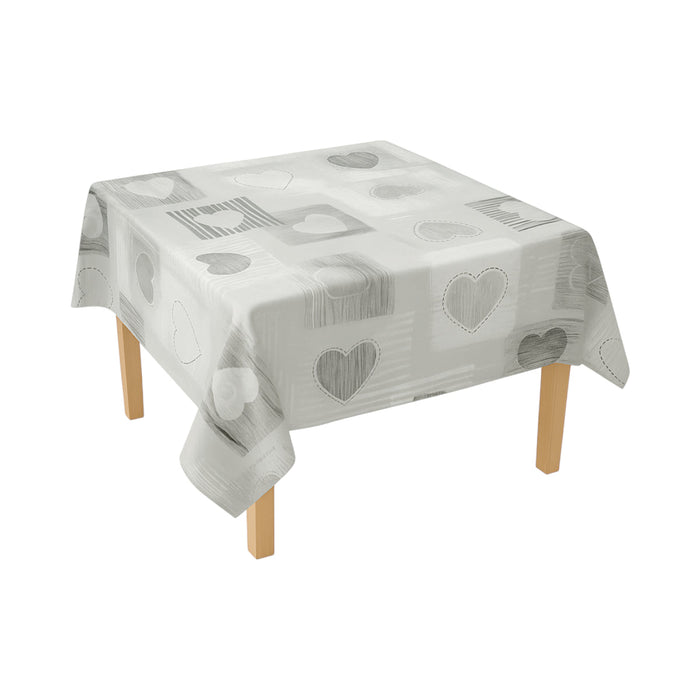 Rotolo tovaglia decorativa in PVC – modello cuori grigi Materiale: PVC con supporto tessile (45 g/m²)  Dimensioni rotolo: 1,37 × 20 m Breckner Germany