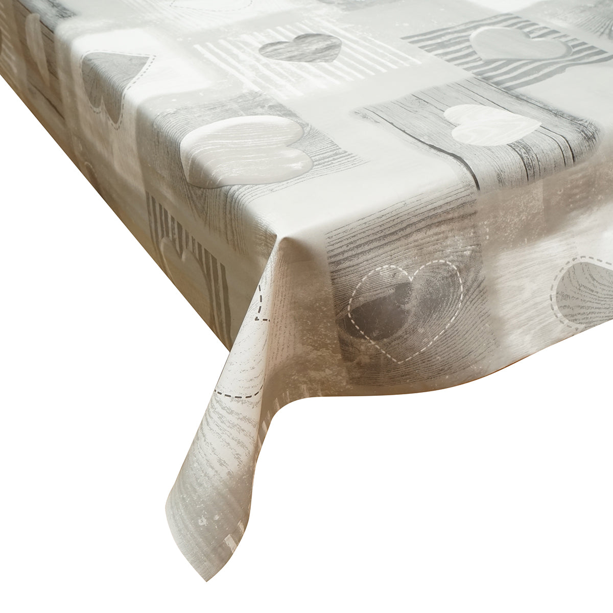 Rotolo tovaglia decorativa in PVC – modello cuori grigi Materiale: PVC con supporto tessile (45 g/m²)  Dimensioni rotolo: 1,37 × 20 m Breckner Germany