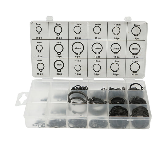 Set anelli di sicurezza Seeger esterni 3–32 mm, 300 pezzi