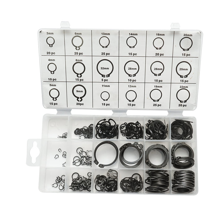 Set anelli di sicurezza Seeger esterni 3–32 mm, 300 pezzi