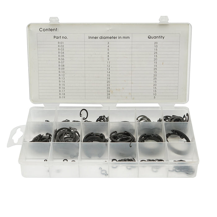 Set anelli di sicurezza Seeger interni 3–32 mm, 300 pezzi
