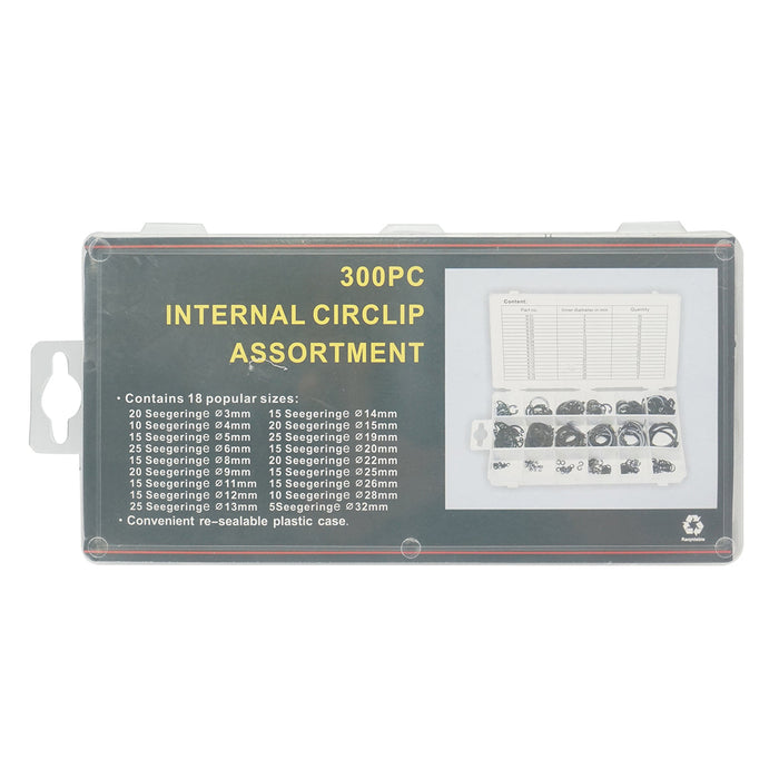 Set anelli di sicurezza Seeger interni 3–32 mm, 300 pezzi