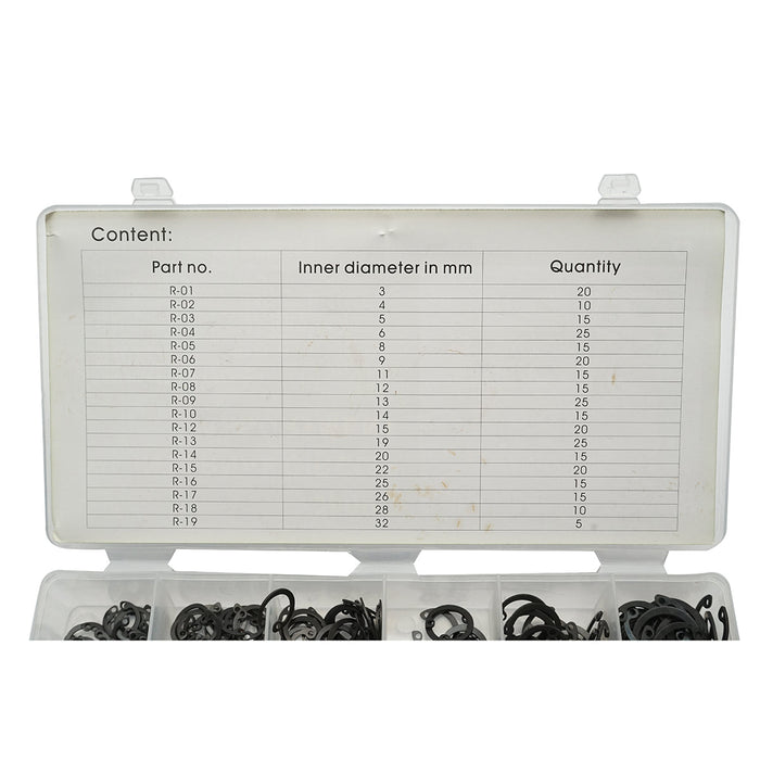 Set anelli di sicurezza Seeger interni 3–32 mm, 300 pezzi