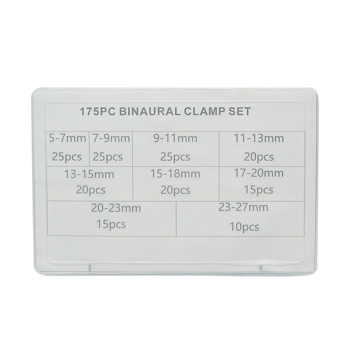 Set fascette metalliche con orecchie 5–27 mm, 175 pezzi