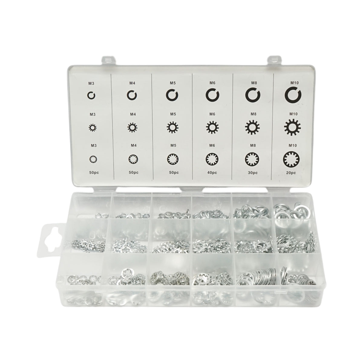 Set rondelle Grover e dentate interne/esterne – 720 pezzi