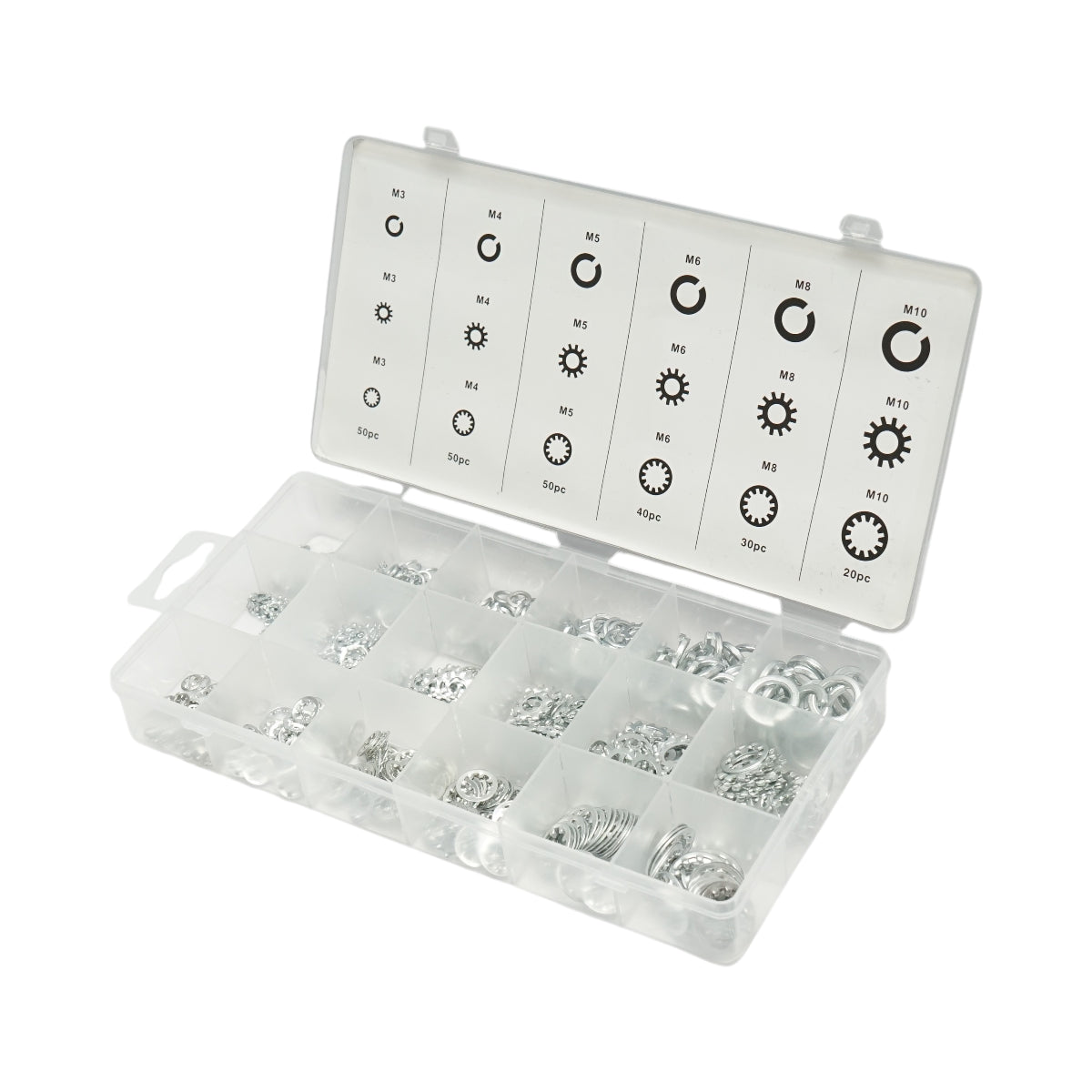 Set rondelle Grover e dentate interne/esterne – 720 pezzi