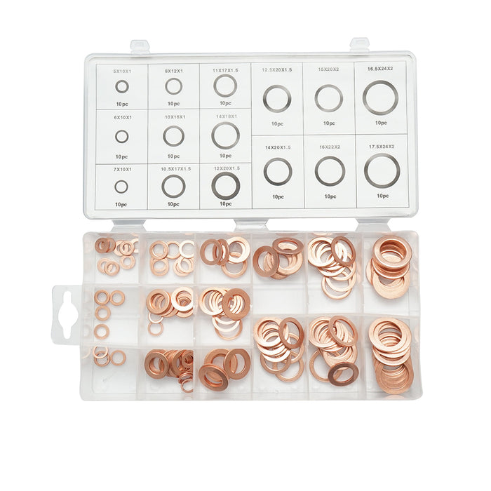 Set rondelle in rame 5–17,5 mm, 150 pezzi