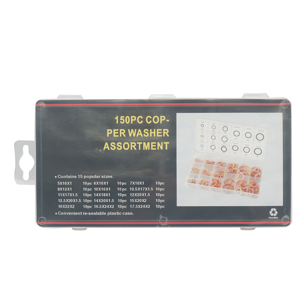 Set rondelle in rame 5–17,5 mm, 150 pezzi