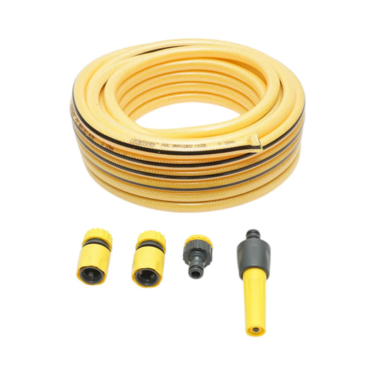 Set tubo da giardino in PVC intrecciato da 1/2, rotolo da 15 m con ugello spruzzatore, set di connettori Crownman e adattatore