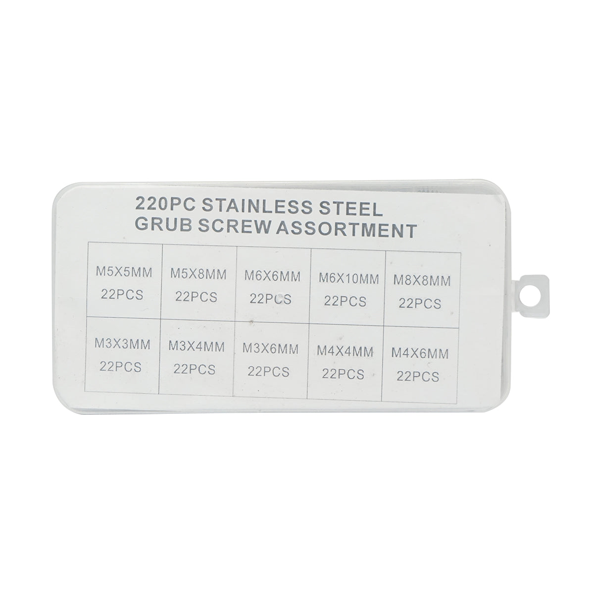 Set viti filettati senza testa con esagono incassato M3–M8, 220 pezzi