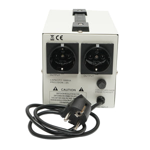 Stabilizzatore di tensione automatico 1000VA con relè monofase, 2 prese schuko 230V, display LCD Breckner Germany