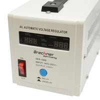 Stabilizzatore di tensione automatico 1000VA con relè monofase, 2 prese schuko 230V, display LCD Breckner Germany