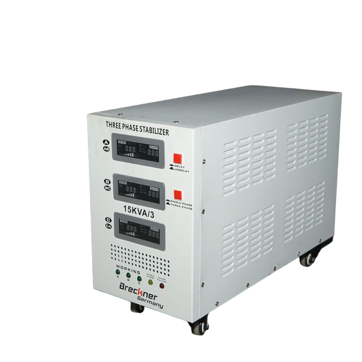 Stabilizzatore di tensione automatico 15KVA, 12KW trifase con servomotore Breckner Germany