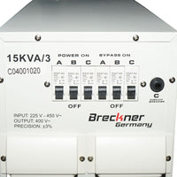 Stabilizzatore di tensione automatico 15KVA, 12KW trifase con servomotore Breckner Germany