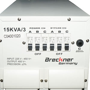 Stabilizzatore di tensione automatico 15KVA, 12KW trifase con servomotore Breckner Germany