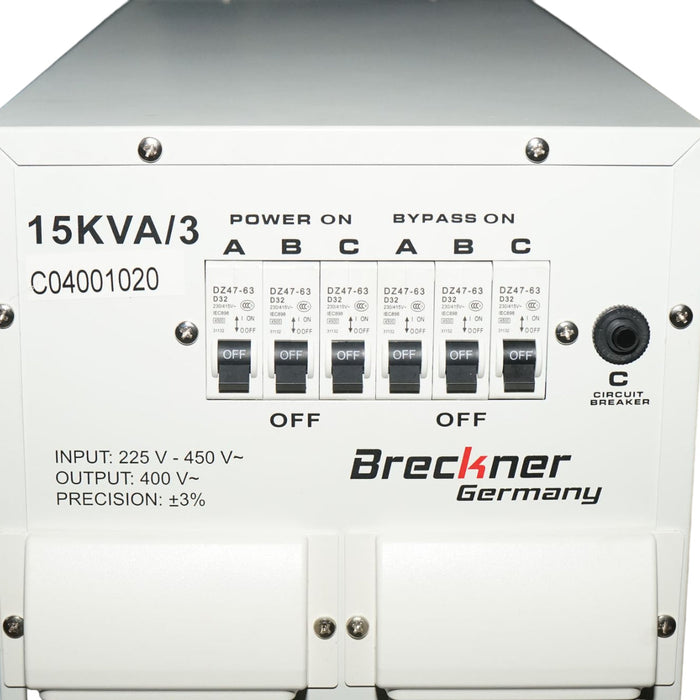 Stabilizzatore di tensione automatico 15KVA, 12KW trifase con servomotore Breckner Germany