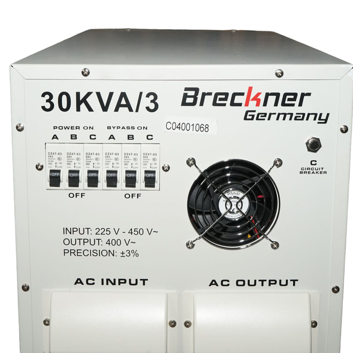Stabilizzatore di tensione automatico 30KVA, 24KW trifase con servomotore Breckner Germany