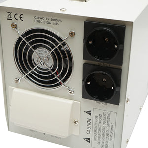Stabilizzatore di tensione automatico 5000VA con relè monofase, 2 prese schuko 230V, display LCD Breckner Germany